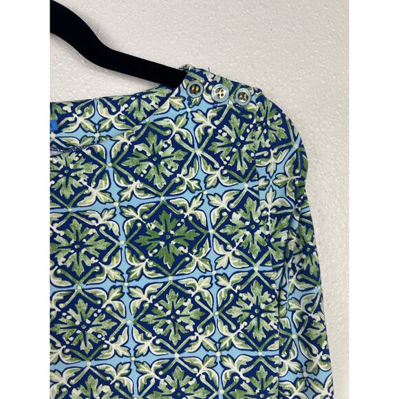 J. Mclaughlin Catalina Cloth 3/4 Sleeve Printed Top Green Sz XS Preppy Coastal - Picture 5 of 7